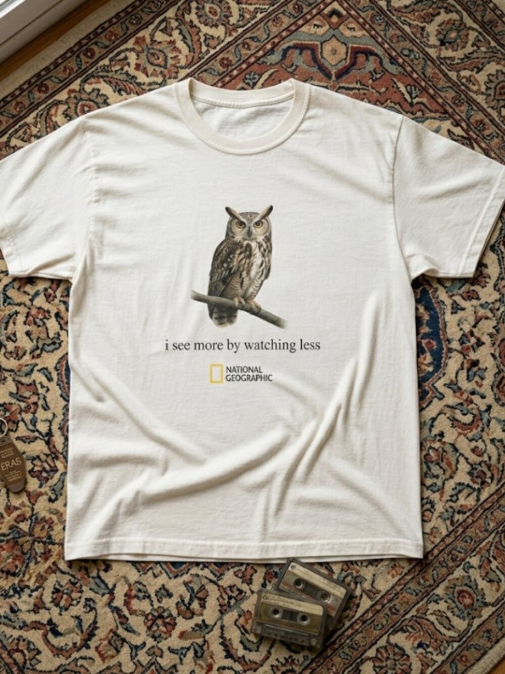 Wildlife Nature Document Style Owl Graphic T-Shirt
